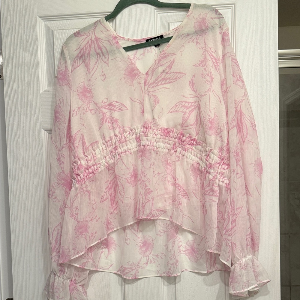 Express Light Pink Floral Blouse
